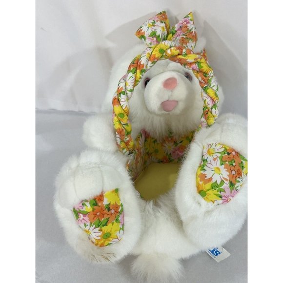 Vintage Kids Of America Plush Bunny Rabbit Easter Basket Polka Dots Floral Daisy - Picture 3 of 16